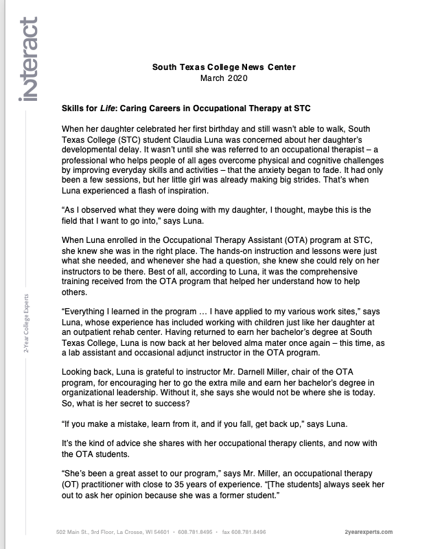 STC Occupational Therapy Article FINAL 3-31-20 CV1